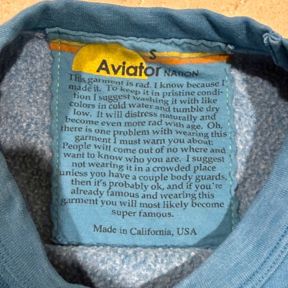 Aviator Nation Blue Crewneck with Multicolor Stripes - Picture 2 of 3